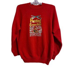 VTG 80's Hunting Excuse Red Raglan Sleeve Sweatshirt SZ L Novelty Made In USA
